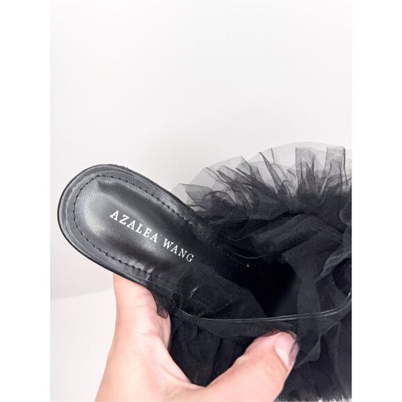 Azalea Wang Pointed Toe Heels Size 7 Black Birdie Fabric Upper Slip On - Picture 6 of 13